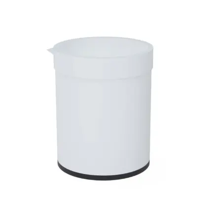 Weißer BOLA Thermo-Becher aus PTFE mit speziellem PTFE-Kohle-Compound-Boden und Ausguss für Labor-Heizplatten.