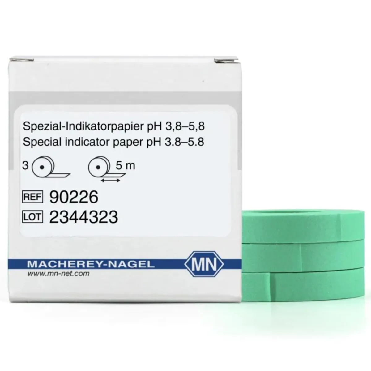 Macherey-Nagel Spezial Indikatorpapier pH 3,8-5,8 Nachfuellpack 90226 Macherey-Nagel Spezial Indikatorpapier pH 3,8-5,8 Rolle Nachfuellpack 3 Rollen 90226