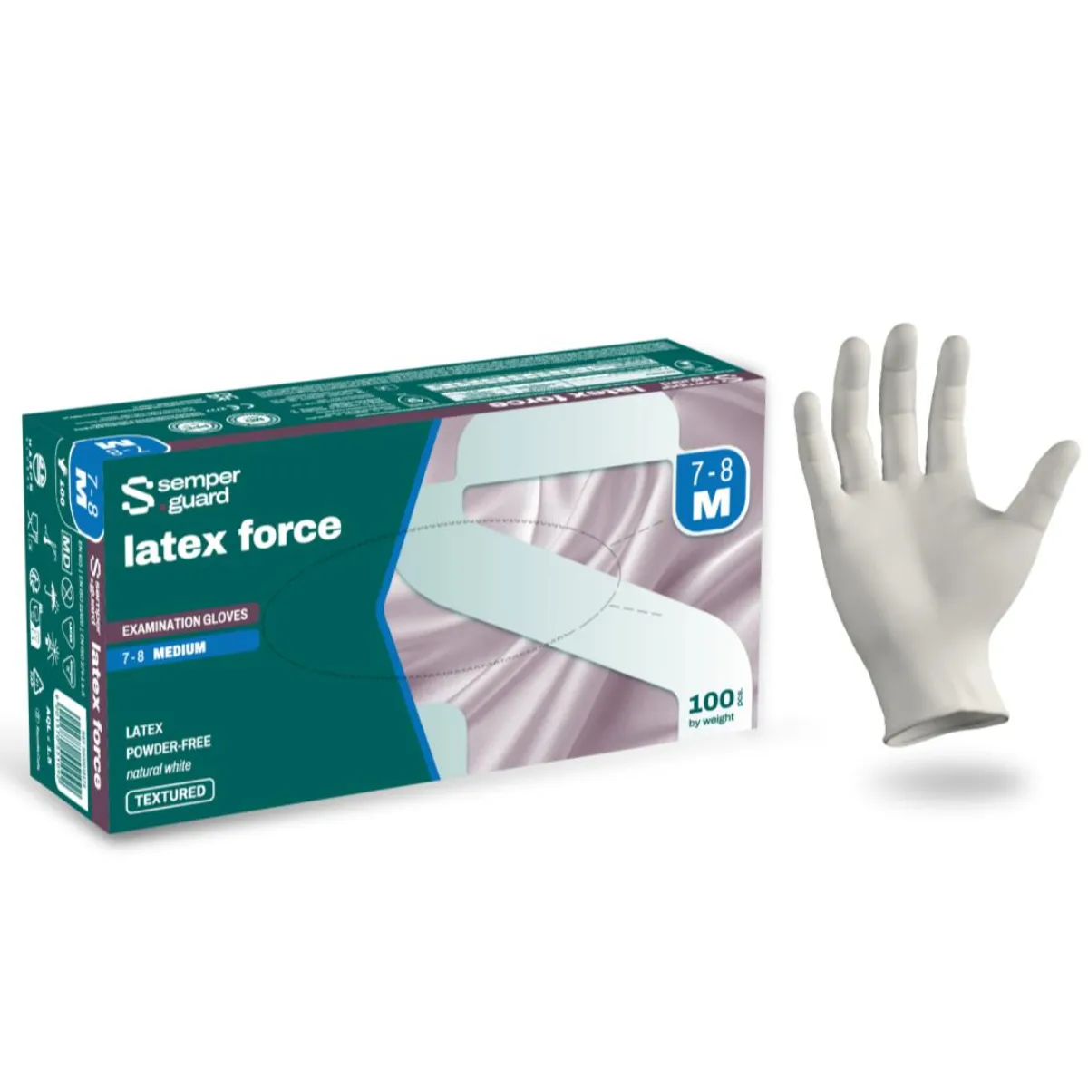 semperguard latex force semperguard® latex force™ Einmal-Untersuchungshandschuh, Latex, puderfrei, naturweiß, Länge 240 mm – Bild 1