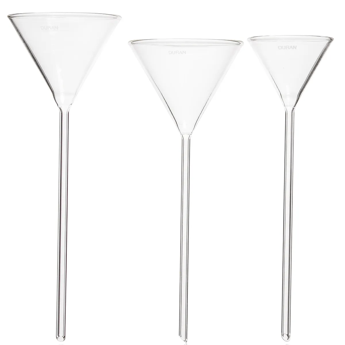 DURAN Trichter mit langem Stutzen (Bunsen-Trichter) DURAN Trichter mit langem Stutzen (Bunsen-Trichter), verschiedene Größen aus Borosilikatglas 3.3 in Vorderansicht im freigestellten Format